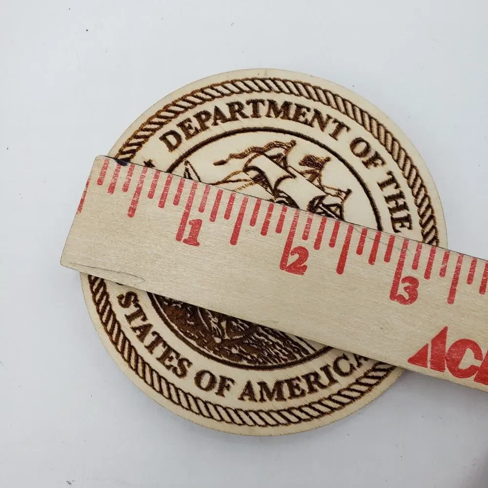 Wood Coasters w/Holder‎ U.S. Navy Logo Wood Burned. Desktop. Office. Decor. NICE